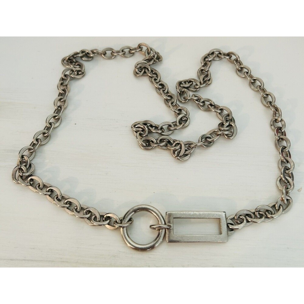 Vintage Silver Tone 40” Link Chain Fashion Belt Corpcore Business